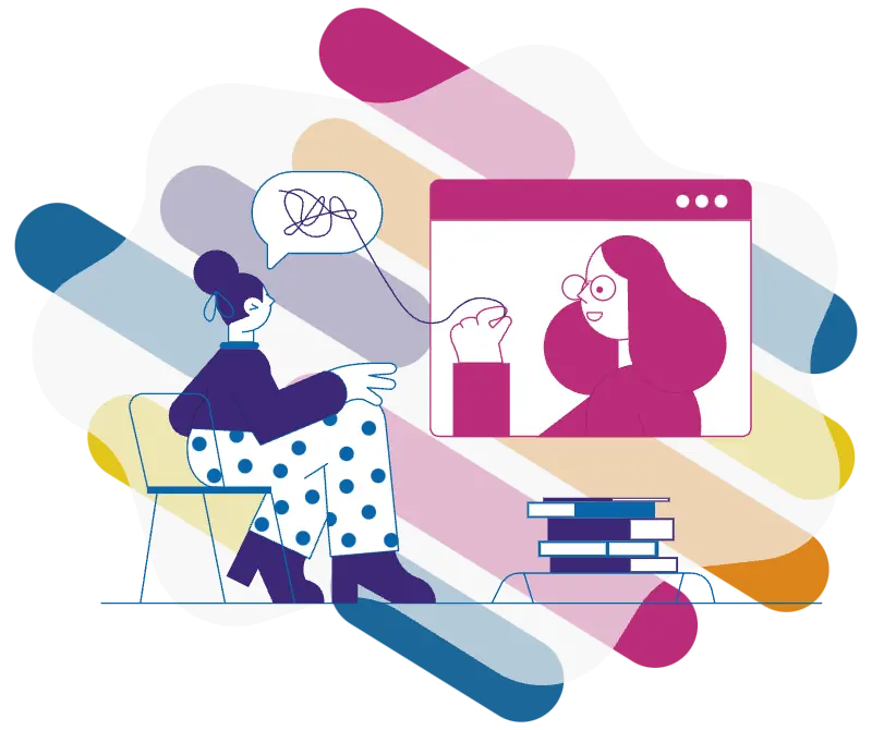 Dos personas que trabajan en una agencia de marketing digital en perú teniendo una reunión virtual